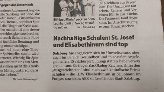 Zeitungsartikel Nachhaltige Schulen